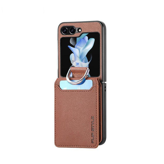 Card Holder Folding Leather Case For Galaxy Z Flip Series