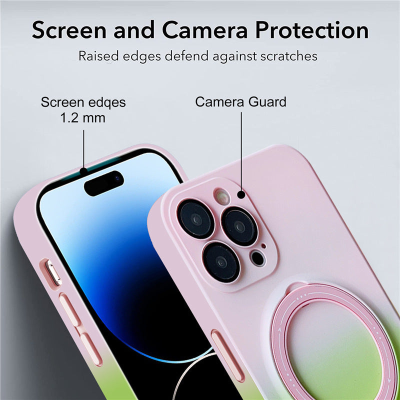 iPhone MagSafe Series | Gradient Rotating Stand Frosted Mobile Phone Case