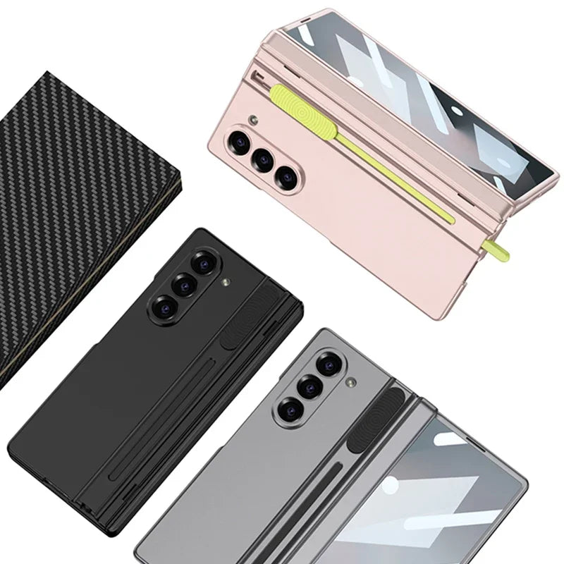 Magnetic Skin Feel Folding Case with Stylus & Glass For Galaxy Z Fold 6